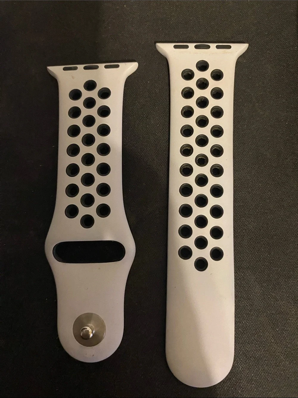 Nike Sport apple Silicone Watch Band - Light Gray with Black Holes